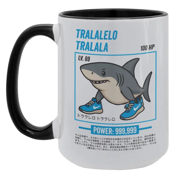 Tralalero Tralala — Mega mug 15oz, black ceramic, 450ml