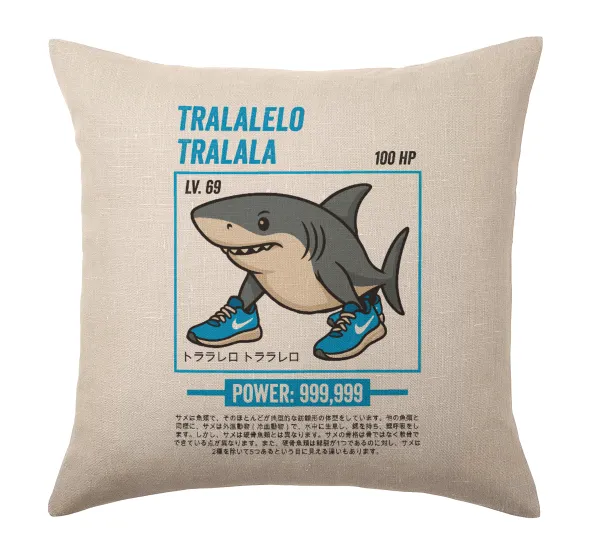 Tralalero Tralala — Linen sofa cushion, 40x40cm, filling included