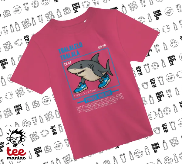 Tralalero Tralala — PINK childrens T-Shirt made of 100% cotton, for every day. Vegan & OEKO-TEX certified.