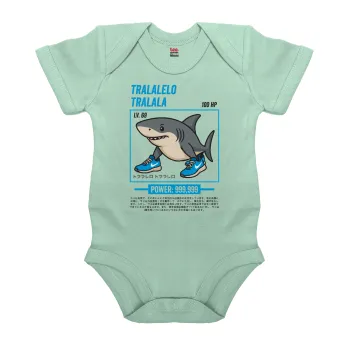 Tralalero Tralala, Βρεφικό φορμάκι μωρού, 0-18 μηνών, mint (Μέντα), 100% Organic Cotton, κοντομάνικο