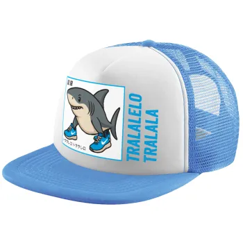 Tralalero Tralala, Child's Soft Trucker Hat with Blue/White Mesh (POLYESTER, CHILD, ONE SIZE)