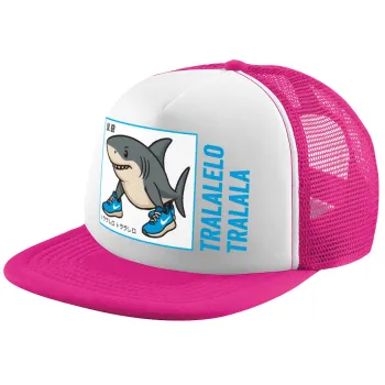 Tralalero Tralala, Καπέλο Ενηλίκων Soft Trucker με Δίχτυ Pink/White (POLYESTER, ΕΝΗΛΙΚΩΝ, UNISEX, ONE SIZE)