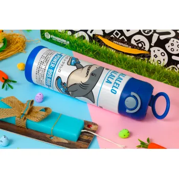 Tralalero Tralala, Easter candle, Childrens hot water bottle, stainless steel, with safety straw, BLUE (500ml)