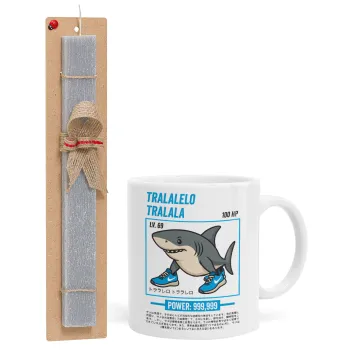 Tralalero Tralala, Easter Set, Ceramic Cup (330ml) & Easter aromatic flat candle (30cm) (GRAY)