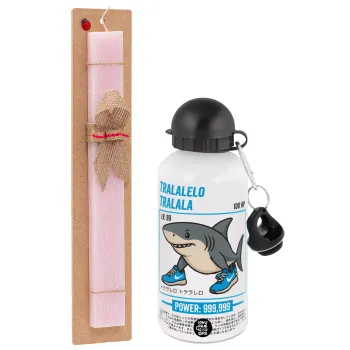 Tralalero Tralala, Easter Set, metallic aluminum bottle (500ml) & aromatic flat Easter candle (30cm) (PINK)