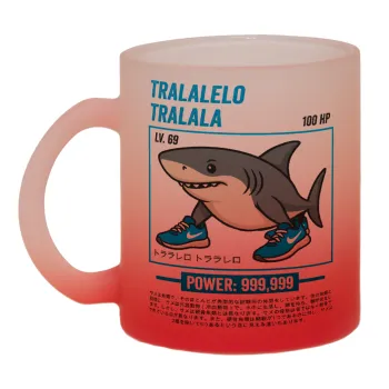 Tralalero Tralala, Κούπα γυάλινη δίχρωμη με βάση το κόκκινο ματ, 330ml