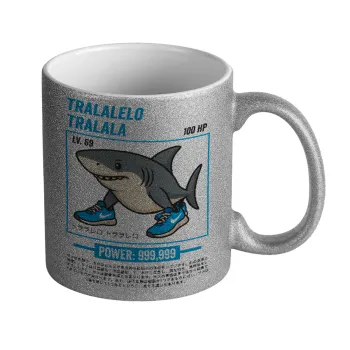 Tralalero Tralala, Κούπα Ασημένια Glitter που γυαλίζει, κεραμική, 330ml