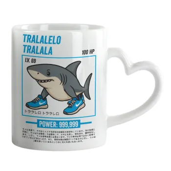 Tralalero Tralala, Mug heart handle, ceramic, 330ml