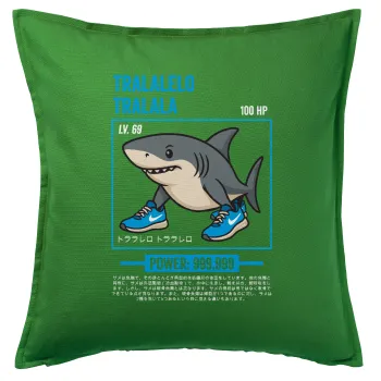 Tralalero Tralala, Μαξιλάρι καναπέ Πράσινο 100% βαμβάκι, περιέχεται το γέμισμα (50x50cm)