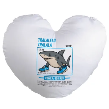 Tralalero Tralala, Μαξιλάρι καναπέ καρδιά 40x40cm περιέχεται το  γέμισμα