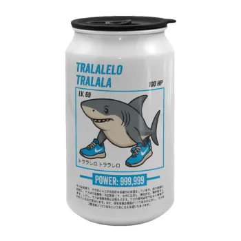 Tralalero Tralala, Κούπα ταξιδιού μεταλλική με καπάκι (tin-can) 500ml