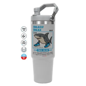 Tralalero Tralala, ΓΚΡΙ χρώματος Θερμός Ανοξείδωτο 890ml (30oz) με χερούλι