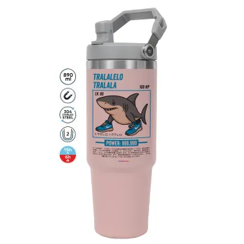 Tralalero Tralala, ΡΟΖ χρώματος Θερμός Ανοξείδωτο 890ml (30oz) με χερούλι