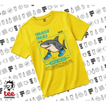 Tralalero Tralala, yellow childrens T-Shirt made of 100% cotton, for every day. Vegan & OEKO-TEX certified.