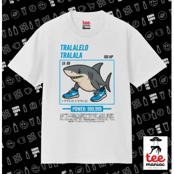 Tralalero Tralala, Κλασικό T-Shirt, διπλής ραφής, χωρίς πλευρικές ραφές ΛΕΥΚΟ από 100% βαμβάκι. Vegan & OEKO-TEX πιστοποιημένο.