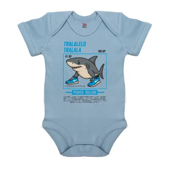 Tralalero Tralala, Βρεφικό φορμάκι μωρού, 0-18 μηνών, Μπλε, 100% Organic Cotton, κοντομάνικο