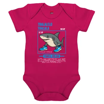 Tralalero Tralala, Βρεφικό φορμάκι μωρού, 0-18 μηνών, ΡΟΖ, 100% Organic Cotton, κοντομάνικο