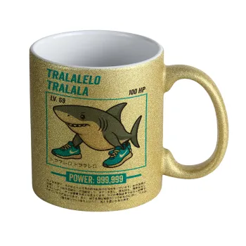 Tralalero Tralala, Κούπα Χρυσή Glitter που γυαλίζει, κεραμική, 330ml