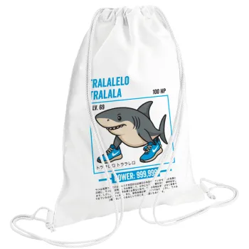 Tralalero Tralala, Τσάντα πλάτης πουγκί GYMBAG λευκή (28x40cm)