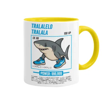 Tralalero Tralala, Κούπα χρωματιστή κίτρινη, κεραμική, 330ml