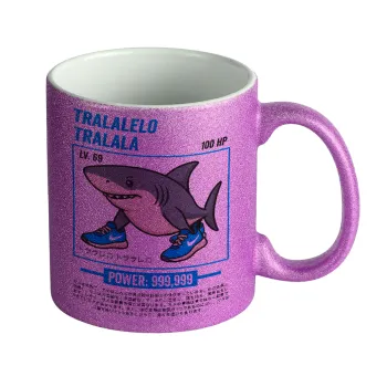 Tralalero Tralala, Κούπα Μωβ Glitter που γυαλίζει, κεραμική, 330ml