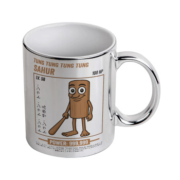 Tung Tung Tung Sahur, Mug ceramic, silver mirror, 330ml