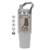 ΓΚΡΙ χρώματος Θερμός Ανοξείδωτο 890ml (30oz) με χερούλι