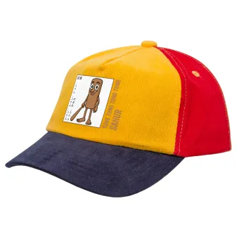 Tung Tung Tung Sahur, Children's Baseball Cap, 100% Cotton Drill, Yellow/Blue/Red (COTTON, CHILDREN'S, ONE SIZE)
