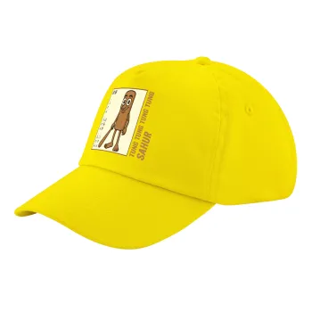 Tung Tung Tung Sahur, Καπέλο παιδικό Baseball, 100% Βαμβακερό Twill, Κίτρινο (ΒΑΜΒΑΚΕΡΟ, ΠΑΙΔΙΚΟ, UNISEX, ONE SIZE)