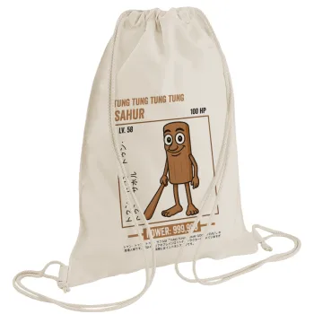 Tung Tung Tung Sahur, Backpack bag GYMBAG natural (28x40cm)