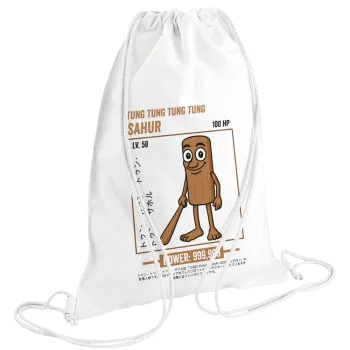Tung Tung Tung Sahur, Backpack pouch GYMBAG white (28x40cm)