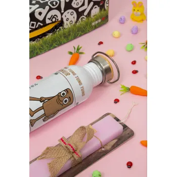 Tung Tung Tung Sahur, Πασχαλινή Λαμπάδα με παγούρι μεταλλικό (620ml, stainless steel) & κερί αρωματικό πλακέ (30cm) (ΡΟΖ)