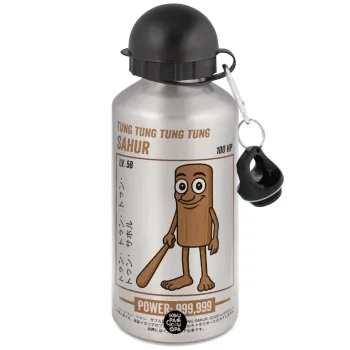 Tung Tung Tung Sahur, Μεταλλικό παγούρι νερού, Ασημένιο, αλουμινίου 500ml