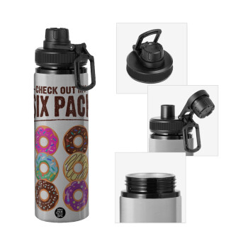 Check Out My Six Pack, Μεταλλικό παγούρι νερού με καπάκι ασφαλείας, αλουμινίου 850ml