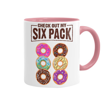 Check Out My Six Pack, Mug colored pink, ceramic, 330ml