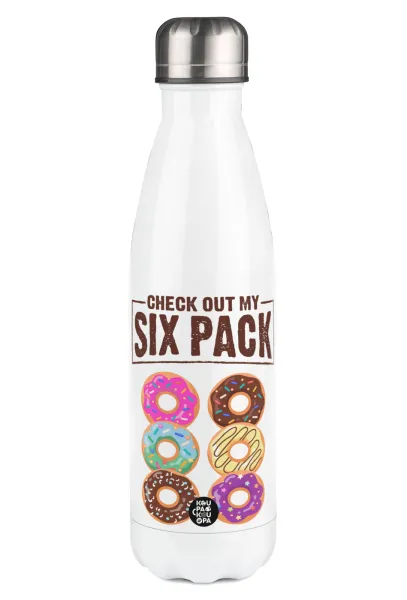Check Out My Six Pack — Μεταλλικό παγούρι θερμός Λευκό (Stainless steel), διπλού τοιχώματος, 500ml