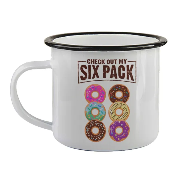 Check Out My Six Pack — Κούπα εμαγιέ με μαύρο χείλος 360ml