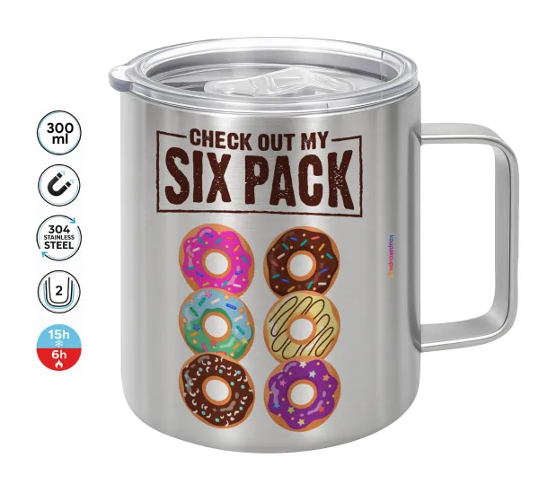 Check Out My Six Pack — Κούπα Ανοξείδωτη διπλού τοιχώματος 300ml με καπάκι διατήρησης θερμοκρασίας