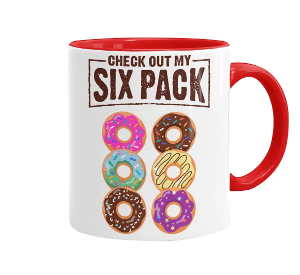 Check Out My Six Pack — Κούπα χρωματιστή κόκκινη, κεραμική, 330ml