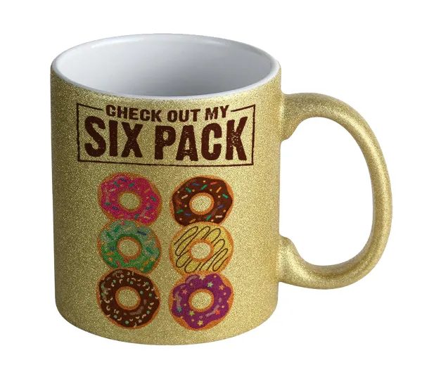 Check Out My Six Pack — Κούπα Χρυσή Glitter που γυαλίζει, κεραμική, 330ml