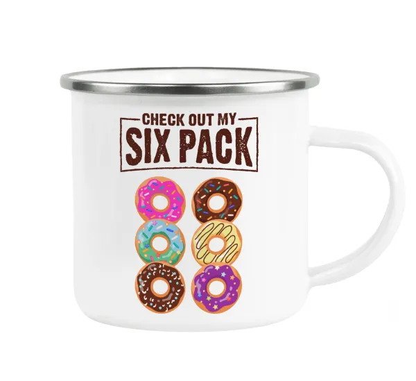 Check Out My Six Pack — Metallic enamel cup white 360ml