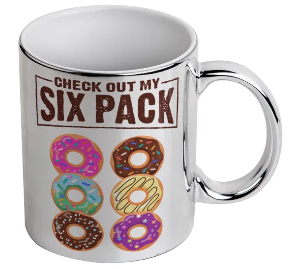 Check Out My Six Pack — Κούπα κεραμική, ασημένια καθρέπτης, 330ml