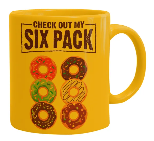Check Out My Six Pack — Ceramic coffee mug yellow, 330ml