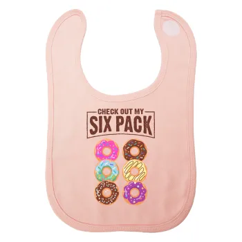 Check Out My Six Pack, Σαλιάρα με Σκρατς ΡΟΖ 100% Organic Cotton (0-18 months)