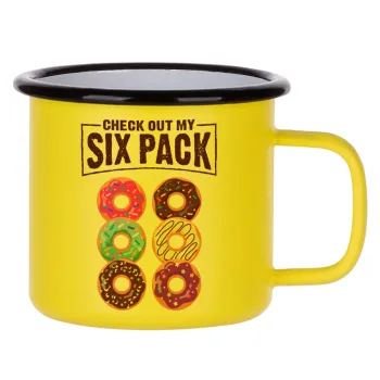 Check Out My Six Pack, Κούπα Μεταλλική εμαγιέ ΜΑΤ Κίτρινη 360ml