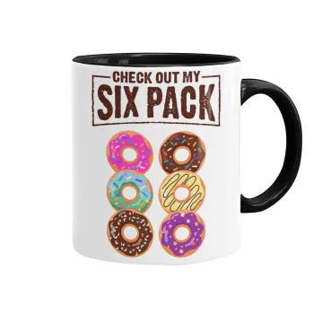 Check Out My Six Pack, Κούπα χρωματιστή μαύρη, κεραμική, 330ml