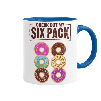 Check Out My Six Pack, Κούπα χρωματιστή μπλε, κεραμική, 330ml