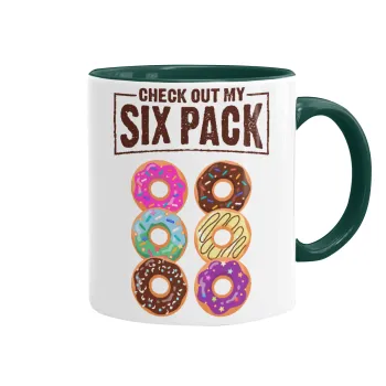 Check Out My Six Pack, Κούπα χρωματιστή πράσινη, κεραμική, 330ml