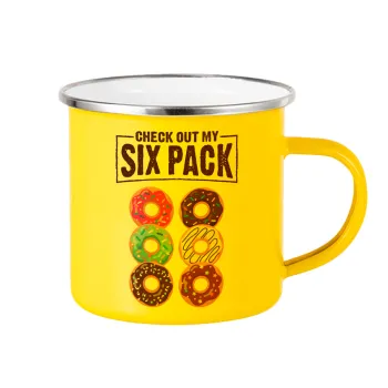 Check Out My Six Pack, Κούπα Μεταλλική εμαγιέ Κίτρινη 360ml