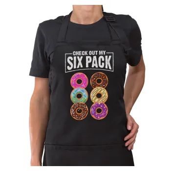 Check Out My Six Pack, Ποδιά μακριά Σεφ ολόσωμη με τσέπες Μαύρη (ΕΝΗΛΙΚΩΝ)